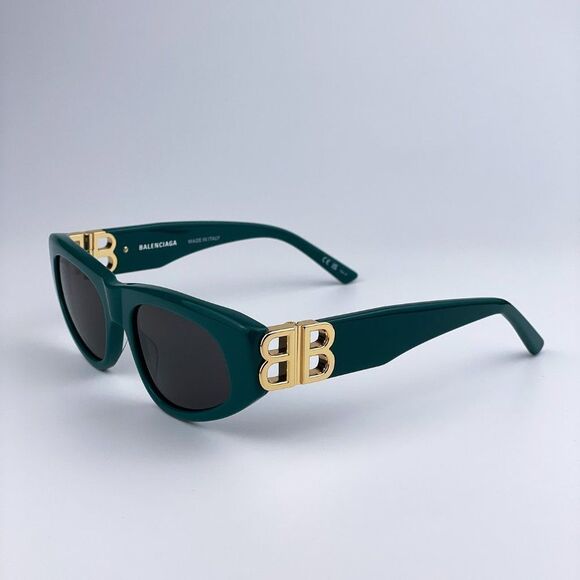  Balenciaga BB0095S 005 Sunglasses Green Gold Logo Cat Eye Women main image 2